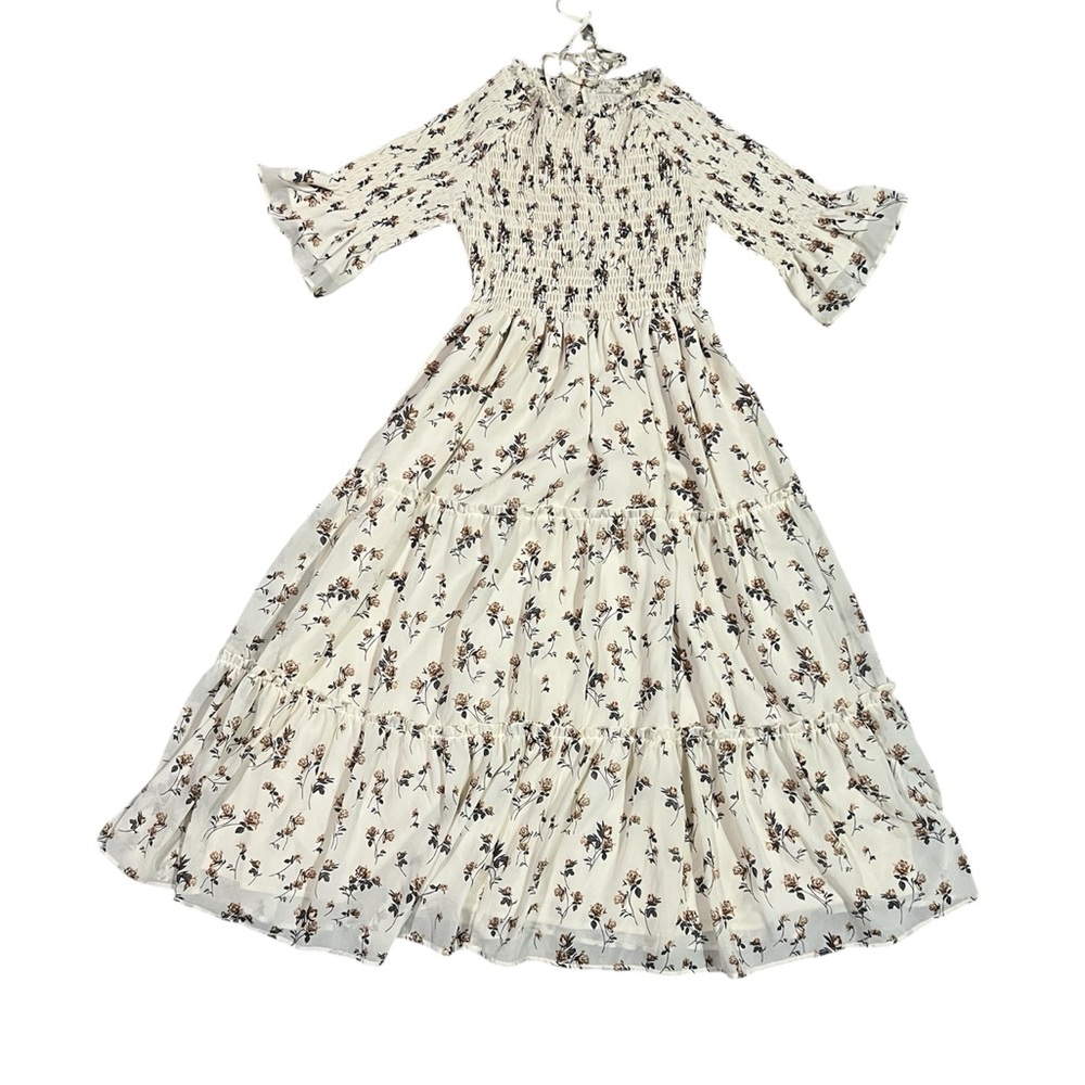 JessaKae Cream Off Shoulder Midi Puff Sleeve Sundress Size S - Picture 4 of 11